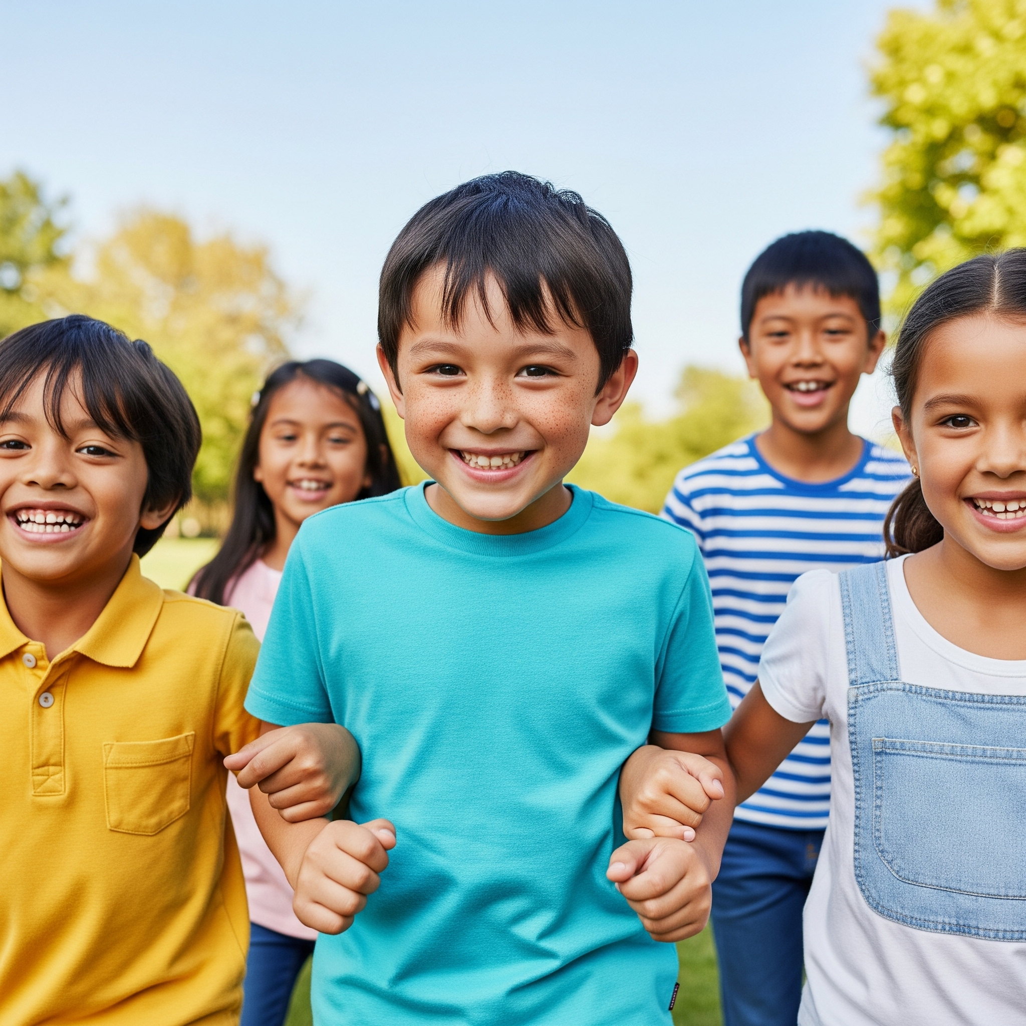 Niños felices en el parque - Protección infantil